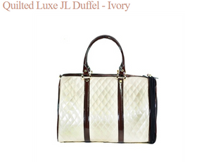 JL Duffel Black & White Quilted Luxe