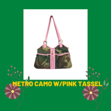 Load image into Gallery viewer, Metro Camo w/Pink Leather Tassel &amp; Trim
