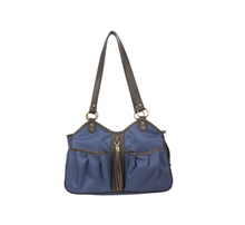 Load image into Gallery viewer, Metro Couture Navy w/Brown Leather Trim &amp; Tassel